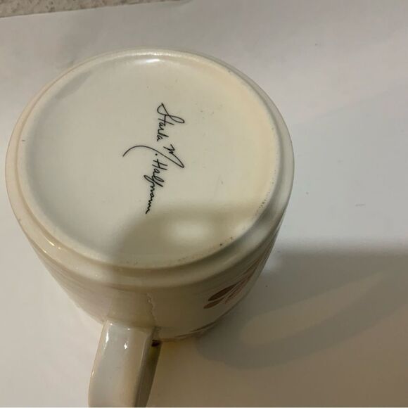 Anthropologie Starla E Halfmann Monogram Letter W Coffee Mug Cup Floral Colorful - Picture 6 of 8